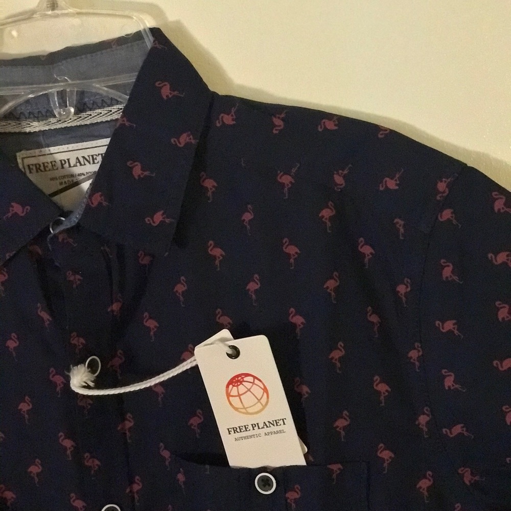 Free word flamingo button up